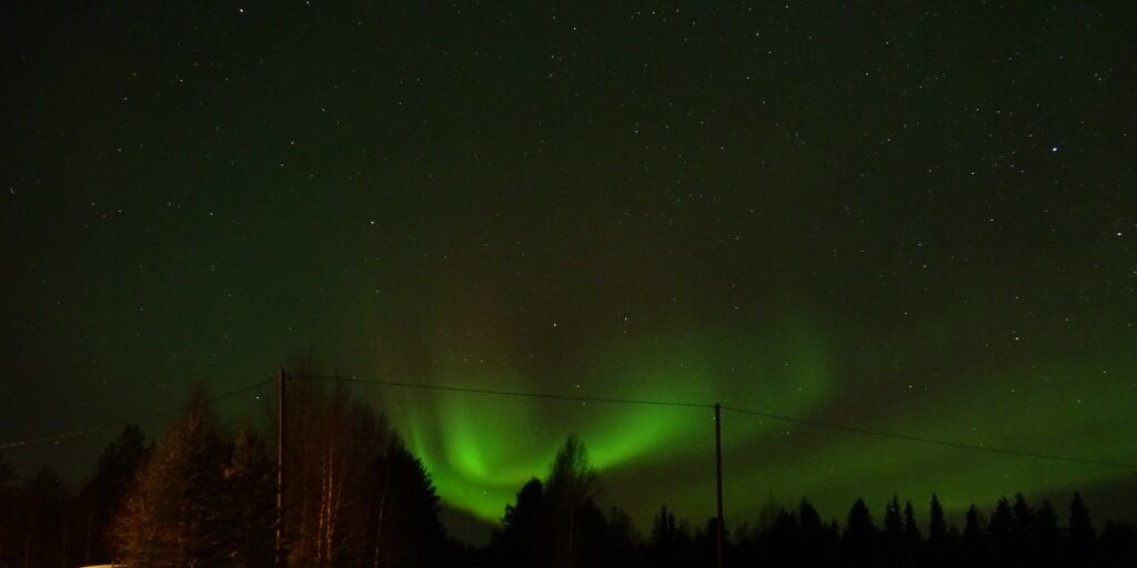 Picture of the northern lights taken in winter.